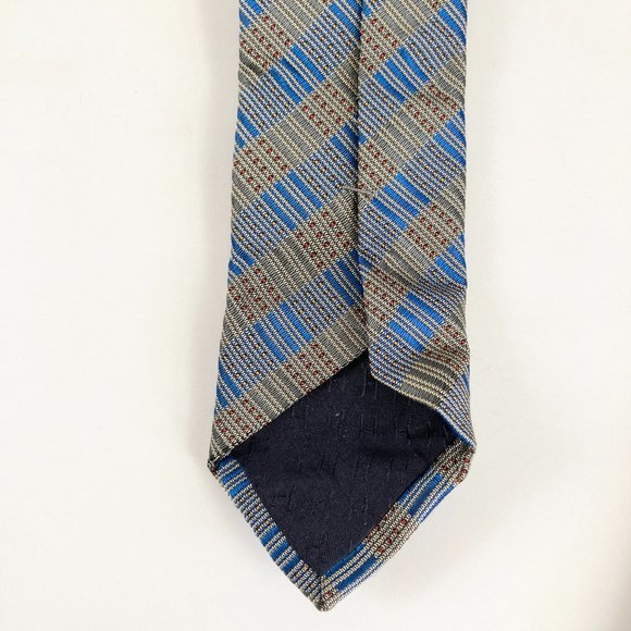 Hermès Paris Blue Check Pattern Silk Tie for Men - Picture 6 of 9